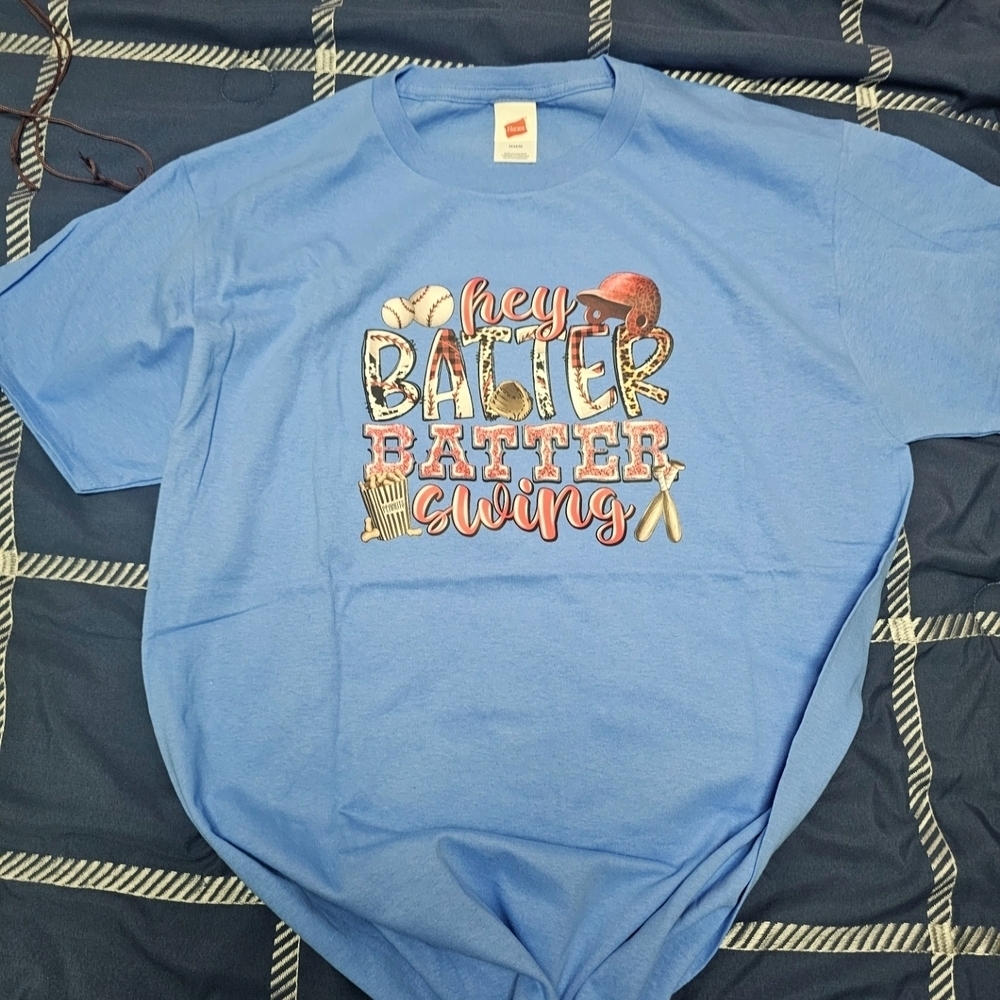 Hanes Blue  T-Shirt with Baseball Graphic